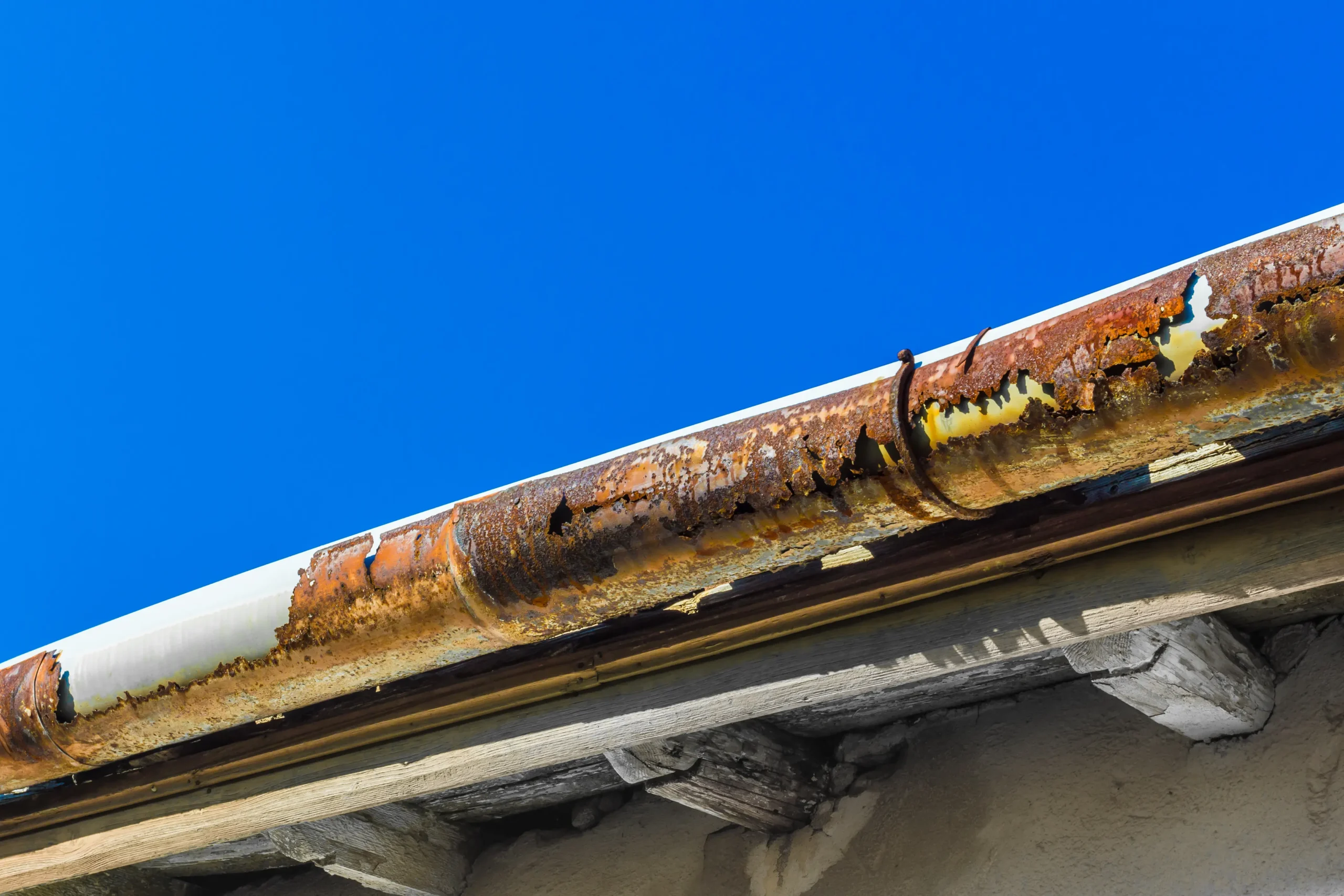 Old gutters before replacement in New Jersey